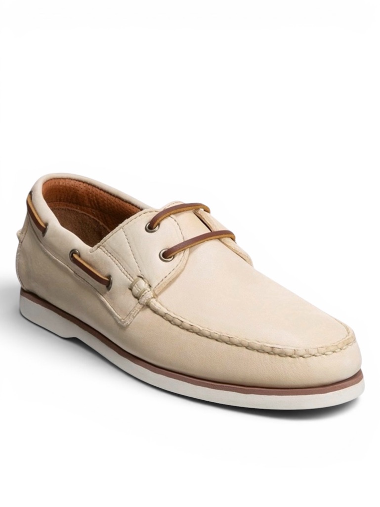 Allen Edmonds Force 10 Boat Shoes In Color Bone Leather Men's Size 9d